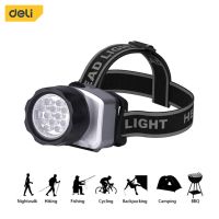 Deli ไฟฉายมินิ ไฟฉายแบบคาดหัว Headlamp ไฟฉายแบบใส่ถ่าน ขนาด AAA ปรับไฟได้ 4 ระดับ เหมาะสำหรับพกพา Outdoor Lighting