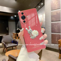 เคส Huawei Nova 11 Pro Nova 11i Y91 Y71 Phone Case เคสโทรศัพท์หลากสีหรูหราสง่างามสีขาวสดใสรูปกระต่ายคาเมลเลีย2023