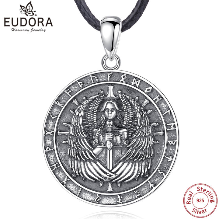 eudora-925เงินสเตอร์ลิงไวกิ้ง-odin-พระเจ้าเหรียญสร้อยคอสำหรับผู้ชายผู้หญิงวิจิตรไวกิ้งวงกลมนอร์ดิกรูนพระเครื่องจี้เครื่องประดับ