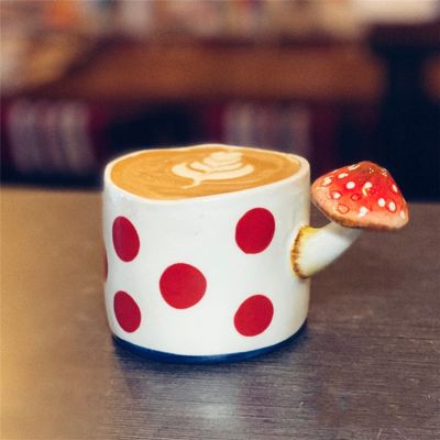 【High-end cups】เซรามิกเห็ดถ้วยเซรามิกกาแฟดื่มการ์ตูนสามมิติมือทาสีแก้วขนาดเล็กของขวัญสร้างสรรค์น่ารัก Drinkware