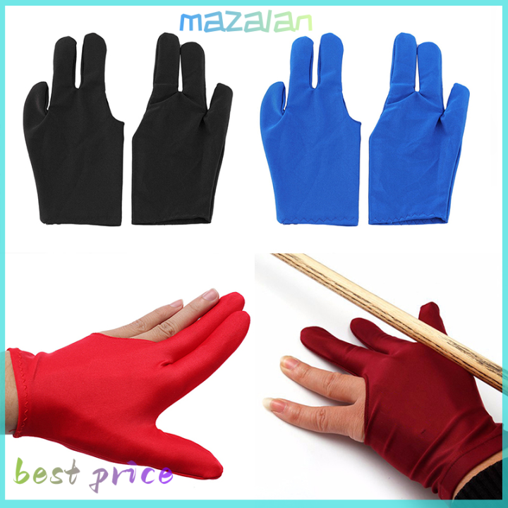 mazalan-มืออาชีพ3นิ้วถุงมือบิลเลียดไนลอนพูลคิวนักกีฬาถุงมือสนุ๊กเกอร์