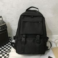 【jw】✟☢♗ Mochila Monocromática de Grande Capacidade para Viagem Bolsa Estudante Preta Simples Unisex Alta Mulheres Homens Harajuku Rua