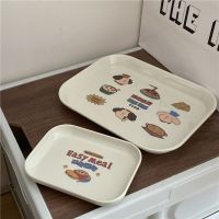 Korean INS Cute Cartoon Breakfast Plate Tray Tabletop Breakfast Snack Storage Tray Household Tableware Photography Props Baking Trays  Pans