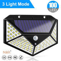 ไฟติดผนังโซล่าเซลล์พลังงานแสงอาทิตย์ เซ็นเซอร์ Solar light 100 LED 3 โหมด ไฟออก4ทาง