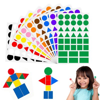 hot！【DT】✜☸  360-1080pcs Colored Triangles Rectangular Dot Stickers for Kids Student Jigsaw Scrapbook Labels