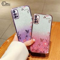 Callfire เคสโทรศัพท์ผงชิมเมอร์ลายตัวอักษรสำหรับ Vivo V17 V19 Neo แบบดอกไม้ผีเสื้อนีโอซิลิโคนหรูหราป้องกันการหล่นผิวนอกแบบนิ่ม