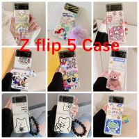 สำหรับ Samsung Galaxy Z พลิก5 Z-Flip4พับเคสโทรศัพท์ Z พลิก-3พับหน้าจอตกเคสเคสโทรศัพท์เป็นคู่เคสโทรศัพท์น่ารักการ์ตูนนางเงือกเสือคุกกี้มอนสเตอร์