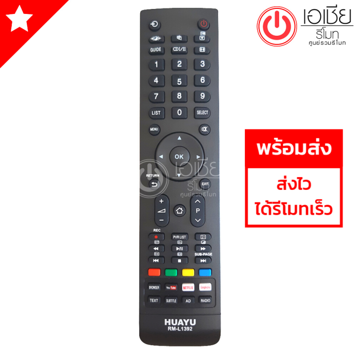 รีโมททีวี-โตชิบ้า-toshiba-smart-tvรูปทรงแบบนี้ใช้ได้ทุกรุ่น-มีปุ่มyoutube-ปุ่มnetflix-ปุ่มgoogleplay-มีสินค้าพร้อมส่ง