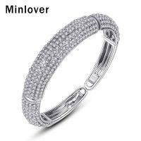 Minlover สร้อยข้อมือคริสตัลสายลมแบบเรียบง่ายสำหรับผู้หญิงกำไลข้อมือกลมสร้อยข้อมือกำไลพลอยเทียมสำหรับงานแต่งงานเครื่องประดับ MSL360