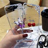 เคสโทรศัพท์ผีเสื้อติดเพชรแวว Rhinestone แวววาวสามารถใส่ได้กับ IPhone 11 12 13 14 Pro Max 7 8 Plus XR X XS Max SE 2020 15 Pro Max Bling Shont เคส