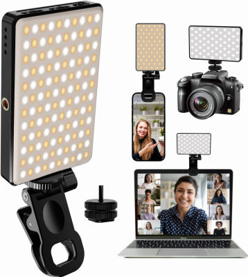 LED Selfie Light, VIOK Phone Fill Light with 120 LED &amp; 3000mAh Rechargeable, Stepless Dimmable &amp; CRI 95+, Portable Video Light with Cold Shoe Mount for Tiktok, Vlog, Video Conference, Photography Black