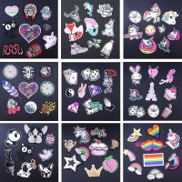 Pulaqi 9pcs/lot Letter Rainbow Heart Unicorn Patch Iron On Cartoon Patches Set Cute Cheap Embroidered Patches For Kids Clothes