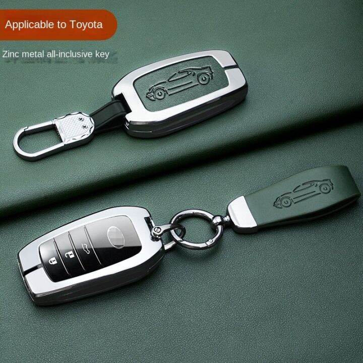 suitable-for-toyota-highlander-prado-corolla-reiling-crown-elfaron-metal-key-cover-green-black-keychain-car-accessories