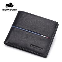 （Layor wallet）  BISON DENIM Cowskin Leather Men Wallets Multi Functional Cowhide Coin Purse Slim Genuine Leather Wallet Men Card Holders N4437