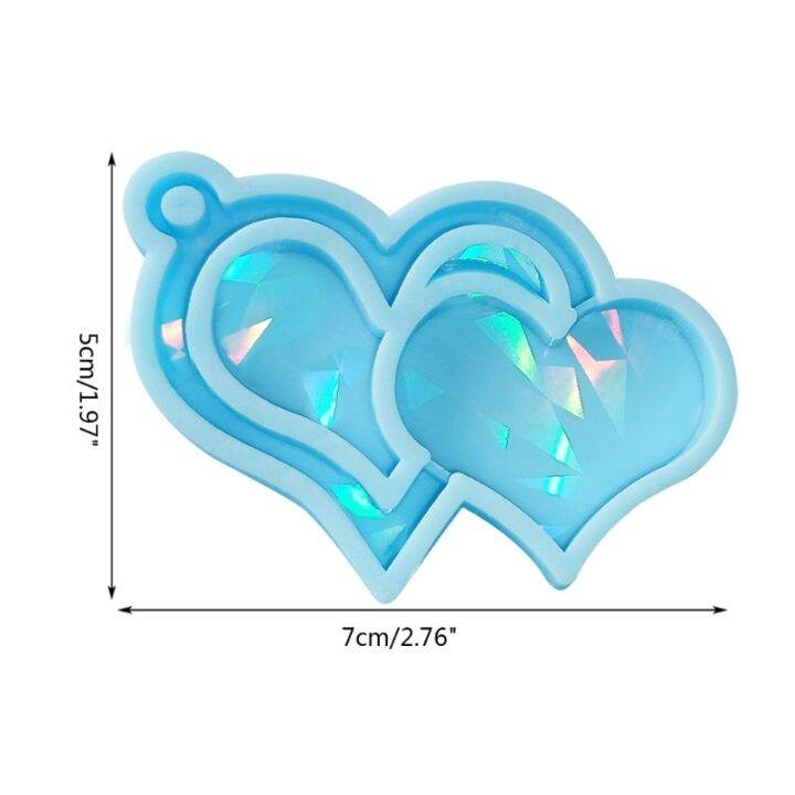 แสงและเงาพวงกุญแจจี้ซิลิโคนแม่พิมพ์รูปหัวใจแม่พิมพ์เครื่องประดับ-diy-หัตถกรรมแม่พิมพ์สำหรับของขวัญวาเลนไทน์