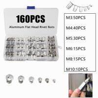 160PCS Aluminum Flat Head Rivet Nuts M3 M4 M5 M6 M8 M10 Threaded Insert Nutsert Multi-size Set