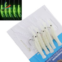 Weihe 5Pcs Luminous กุ้ง String Hook Soft Fishing Lure เหยื่อ Dark Night Fishing Tackle