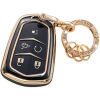 YINEOR Gematay For Cadillac Key Fob Cover, Car Key Case Shell Protector for Cadillac Escalade CTS SRX XT5 ATS STS CT6 5-Buttons Remote Start