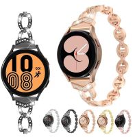 ❈❦☸ 20mm 22mm สายเพชรโลหะสำหรับ Samsung Galaxy Watch 4/Active 2 /Huawei GT2 สร้อยข้อมือสแตนเลสสายรัดข้อมือสำหรับ Aamzfit Bip