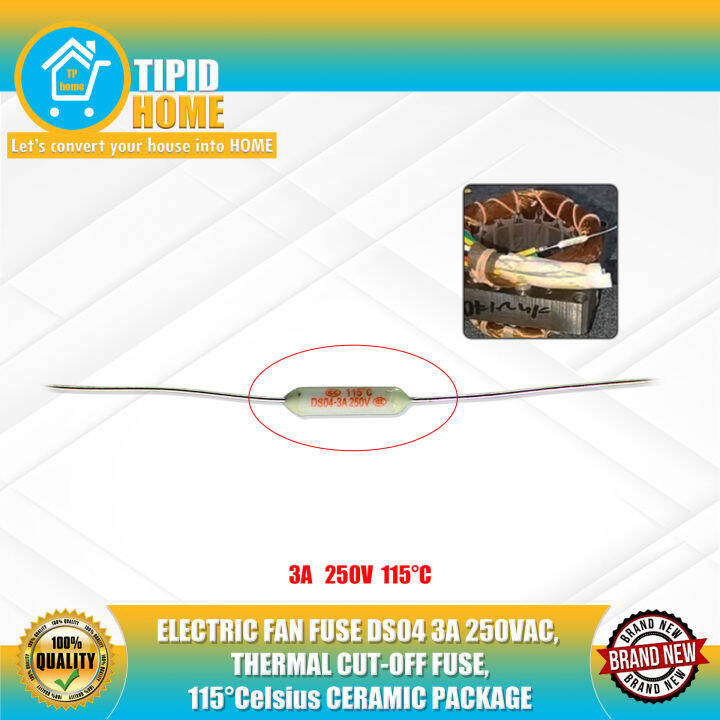 ELECTRIC FAN FUSE DS04 3A 250VAC, THERMAL CUTOFF FUSE, 115°Celsius CERAMIC PACKAGE Lazada PH