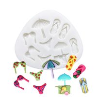 Bikini Slippers Sun Umbrella Beach Silicone Sugarcraft Mold Chocolate Cupcake Baking Fondant Cake Decorating Tools Bread  Cake Cookie Accessories