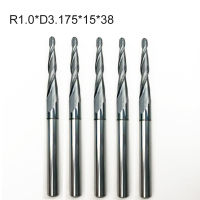 5Pc 3.175Mm 18 "Taper Ball Nose End Mill ทังสเตนโซลิดคาร์ไบด์เคลือบกรวย Cnc เครื่องตัดกัด3D งานไม้แกะสลัก Bits