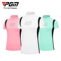 PGM Womens Golf Short Sleeve T-shirt Summer Breathable Mock Neck Sports Stretch Top Shirts YF559