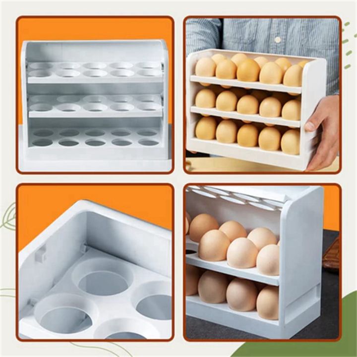 fridge-egg-holder-for-refrigerator-door-3-layer-flip-fridge-egg-tray-container-egg-container-for-refrigerator-white