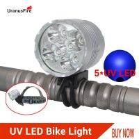 【LZ】□  Farol de bicicleta de led uv alto lúmens à prova dágua ipx5 luz dianteira para bicicleta 5 x uv lanterna principal de bicicleta