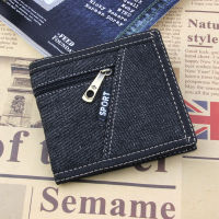 Slim Canvas Wallet Men Denim Fabric Purse Teens Boys Fashion Front Pocket Short Wallet Trifold Coin Purse Card Holder Money Bag