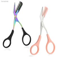 ⊕☞ NEW 1pcs Eyebrow Trimmer Scissors Comb Eyelash Hair Scissors Clips Shaping Eyebrow Razor Grooming wenk brauw trimmer 7 Color