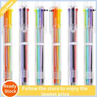 LYU STORE ปากกาหลากสีหลายสีหมึกหลากสีสันปากกาลูกลื่น6-In-1ปากกาในสำนักงานปากกาพลาสติกหลากสีที่บ้าน