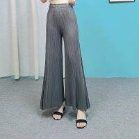 2023 Hot Miyake Pants Womens Pleated Pants Nine-Point Spring and Summer Thin Loose Pants Straight Leg Wide Leg Pants High Waist Draped Casual Pants