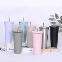 750ML Stainless Steel Insulated Mug With Lid And Straw Coffee Mug Drink Travel Cup Vacuum Flask Metal Cup Tumbler Beer Tea Cup