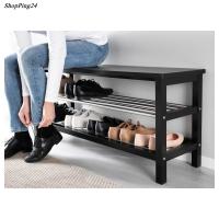 ชั้นวางรองเท้า ชั้นเก็บรองเท้า ชั้นวางรองเท้าพร้อมที่นั่ง Shoe Rack Bench with shoe storage black ZUZIK 108X34X50 Cm