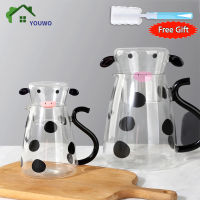 ml Borosilicate Glass Cow Cold Kettle Set Transparent Water Carafe With Cup Cartoon Coffee Teapot Milk Jug Juice Pitcher