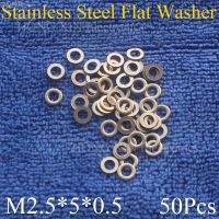 ∋❅ 50Pcs Large M2.5x5x0.5mm Stainless Steel Flat Washer Price High Quality Flat Pad Plain Washer Ring Washer