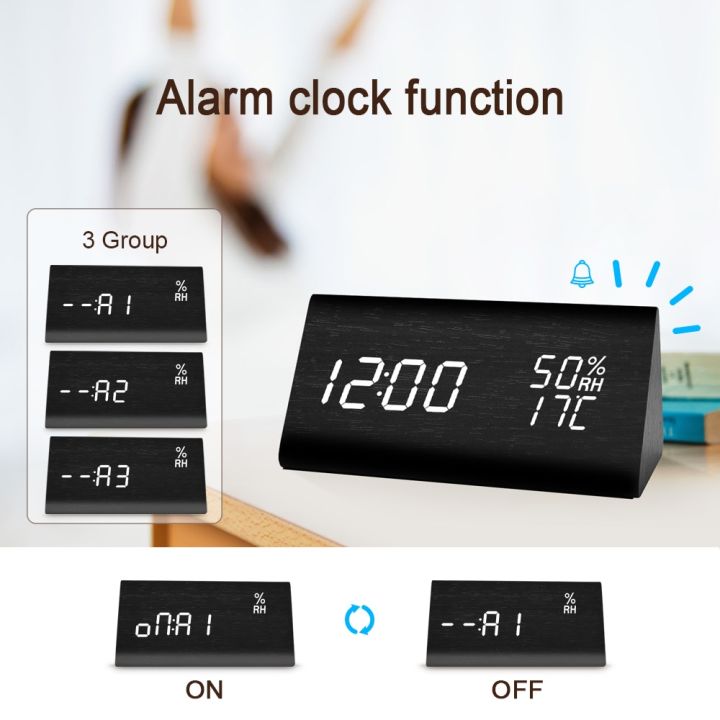 worth-buy-นาฬิกาตั้งโต๊ะควบคุมเสียงนาฬิกาปลุก-led-ดิจิตอลแบบ-fibisonic-จอแสดงผลเครื่องวัดอุณหภูมิความชื้นชาร์จได้