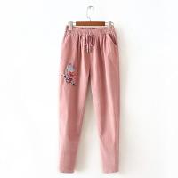 【มีไซส์ใหญ่】Plus Size Womens Pants Corduroy Cal Fashion Embroidery Long Trousers