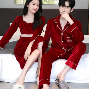 color Couples Men Korean Homewear Golden velvet Women Sleepwear