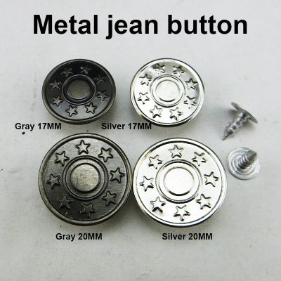 30PCS 17MM Metal Jean Star Button 20MM Decorative Brand Round Ring Buttons Clothes Accessory MJB-301G