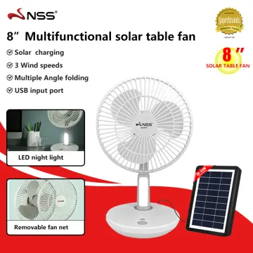 Nss 8 rechargeable desk fan with solar panel foldable electric fan with  solar portable generator [ bundle sale]