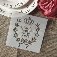 1Pcs 13cm Bee Crown DIY Layering Stencils Wall Painting Scrapbook Coloring Embossing Album Decorative Card Template