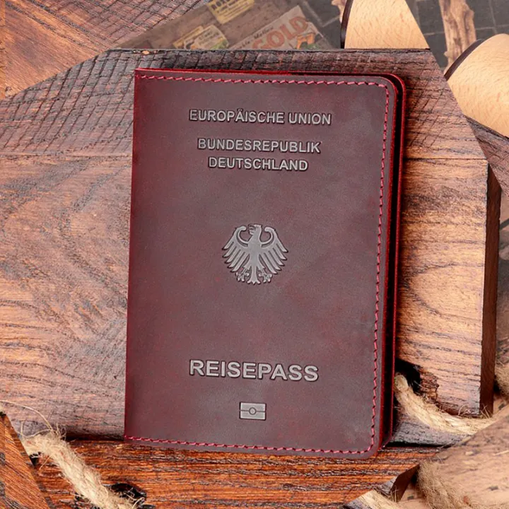Real Leather Germany Passport Cover Customised Crazy Horse Genuine