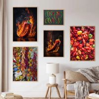 Red Hot Chilli Pepper Poster Print Canvas Painting Wall Art Picture for Nordic Living Home Room Decor Aesthetic Cuadros UNframed