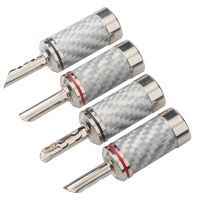 4PCS Banana Plugs HIFI DIY Carbon Fiber Electrical Audio Speaker Cable Banana Connector Plug