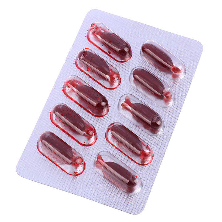 banbi 10Pcs Fake Blood Pill Vampire Toy Capsules Horror Funny Toy
