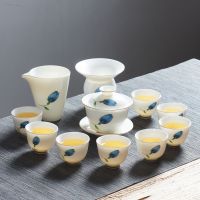 Melukis Seluruh Set Lemak Domba,Jade Porcelain Tea Set Cawan Teh,Cawan Sesuai dengan Cina Ceramic Kung Fu Teh Set Hadiah