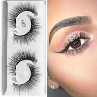 YOKE SKONHED 2 Pairs ร้อน Wispy Volume แฮนด์เมด ต่อตา นุ่มฟู 3D Faux Mink ขนตาปลอม