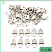 Hanak 50ชิ้นสายแขวนกระจกสามเหลี่ยมเงินรูปตัว D-Ring ที่เกี่ยวกรอบภาพแขวน